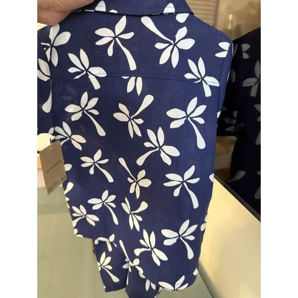 Tommy Bahama Toddler Boys 2 Pc Set Shirt Top And Shorts Blue Beach NWT New 3T